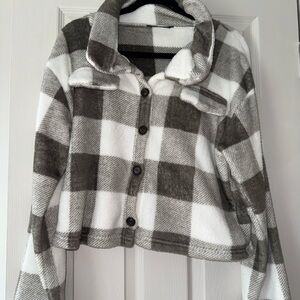 Plaid Button Up Fleece Jacket